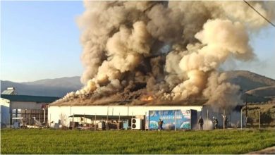 Τρίκαλα: Φωτιά στο εργοστάσιο της εταιρείας "Υφαντής" στο Γριζάνο