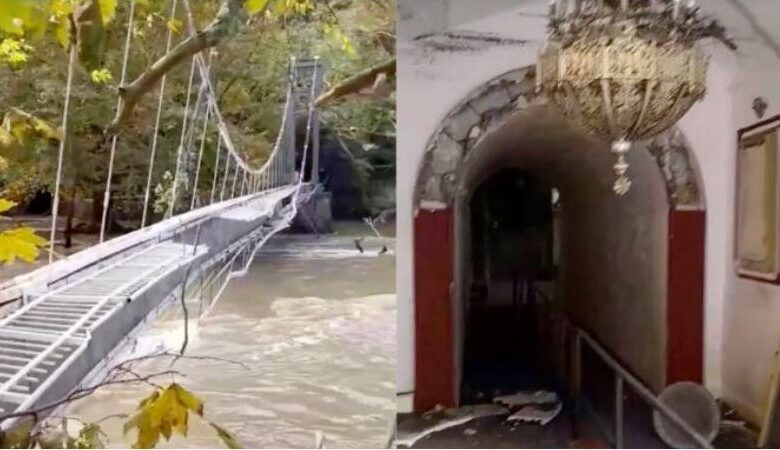 Αποκαρδιωτικές οι εικόνες στα Τέμπη: Καταστράφηκε η κρεμαστή γέφυρα, ζημιές και στο εκκλησάκι της Αγίας Παρασκευής